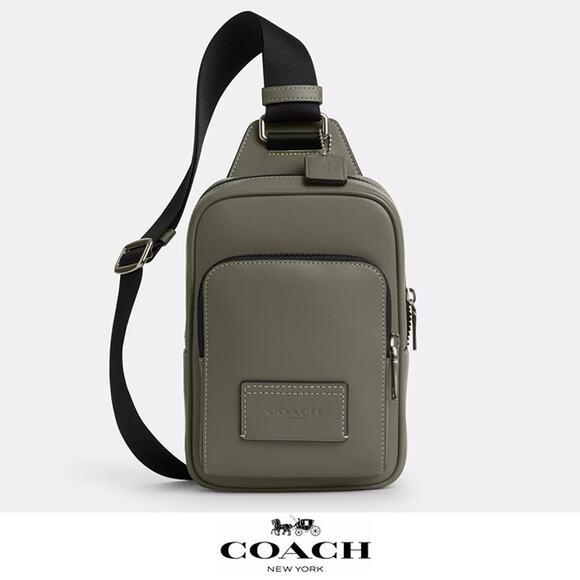 🥰 Coach Racer Sling Pack Military Green - Picture 1 of 9